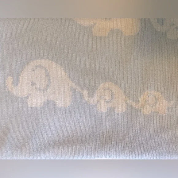 Kissy Kissy Blue Elephant Novelty Knit Blanket